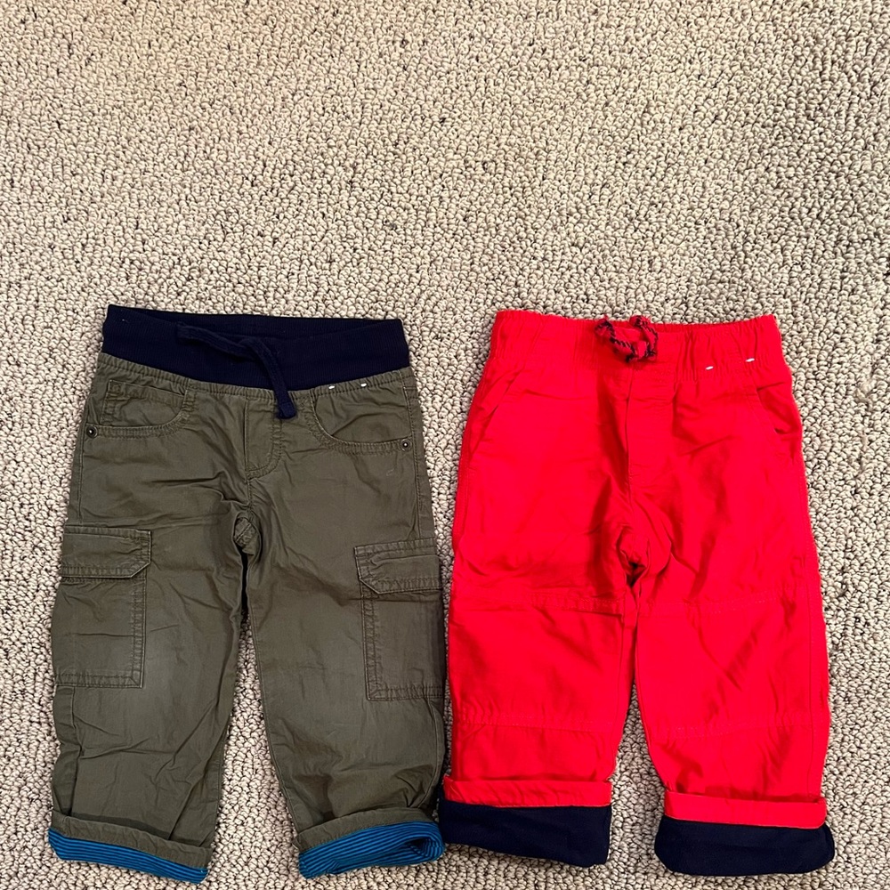 2 pairs of Gymboree 2t fleece, jersey lined pants; fall winter warm pants